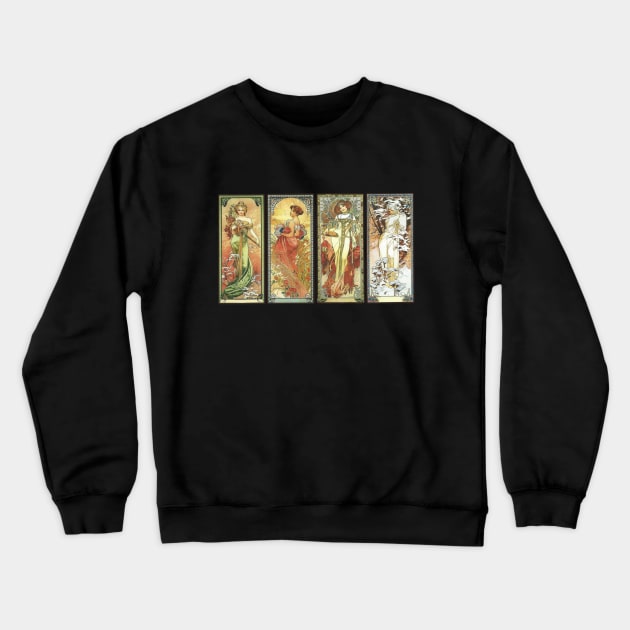 Art Nouveau 4 Seasons Art Crewneck Sweatshirt by AlondraHanley